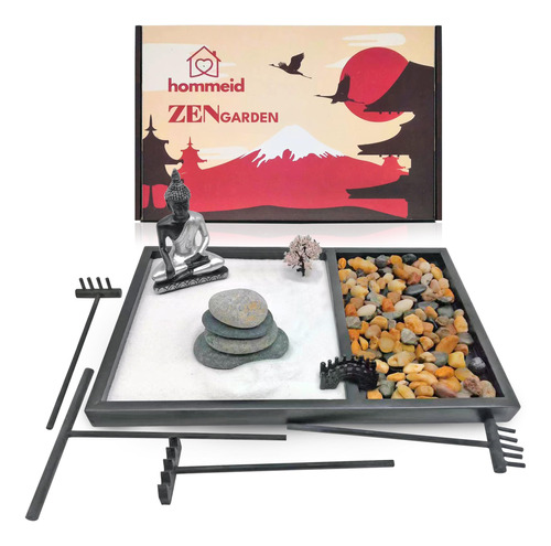 Kit Jardín Zen Japonés Oficina Y Hogar Caja Arena, Accesor