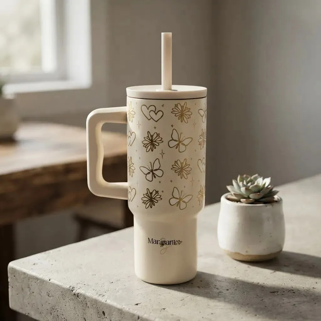 Vaso Térmico Margarita X Hudson 700ml Crema Acero Inoxidable Beige Margarita