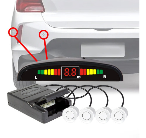 Sensor De Estacionamento Ré 4 Pontos Branco Roadstar Rs104br