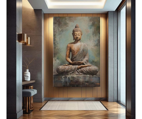 Cuadro Buda Meditando Elegante Oficina Sala 50x110cm Spa Zen