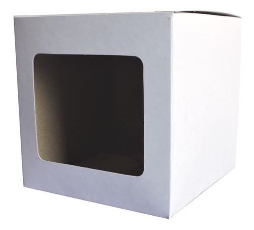 Caja Para Taza 1 Ventana X 10u Packaging Blanco Madera Taz1