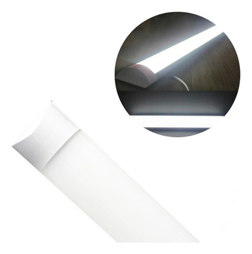 Kit 10 Luminárias Led Linear Slim Sobrepor 36w 1 Metro 6500k Estrutura Branco 127/220V
