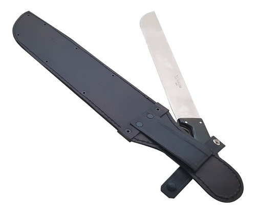 Facão 14 Largo Militar Aço Inox 3mm Cabo Chifre Bainha Couro