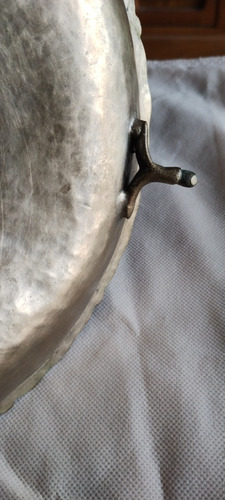 Antigua Palmatoria De Mesa En Metal Blanco ..no Envío.... (Usado)