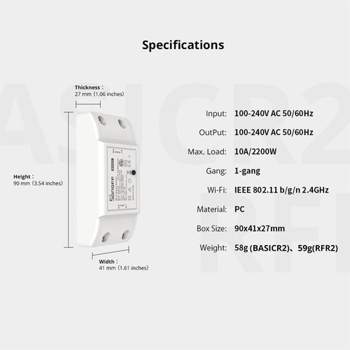 Switch Wifi Sonoff Basic R2 Con Funcion Pulso