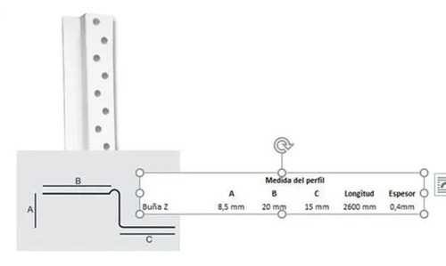Perfil Buña Z Perimetral 2,60 Metros - Venta Desde Fabrica