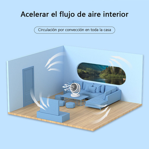 Ventilador De Escritorio Recargable Portátil Con Luz Led 22.5 Cm Blanco Gris Plástico 3