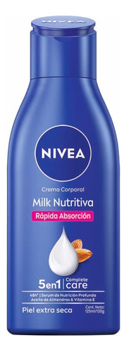  Crema para cuerpo Nivea Cuidado Corporal Milk Nutritiva en tubo 125mL