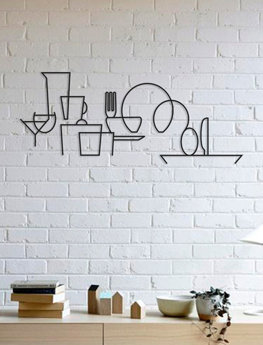 Imagem 1 de 2 de Quadro Decorativo Parede Cozinha Utensílios Minimalista 90cm