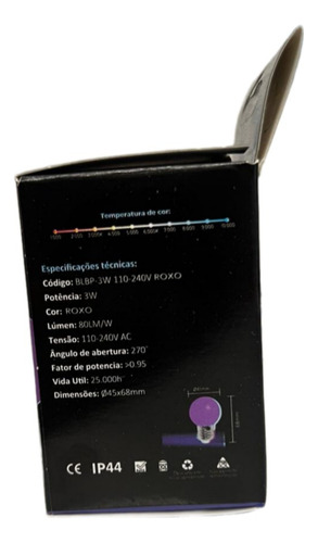 Kit 10 Lâmpada Bolinha Roxo 3w Bivolt Ctb Roxo
