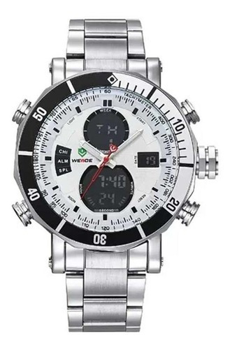 Relógio Masculino Weide Anadigi Wh5203 Prata Branco