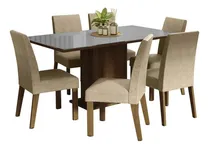 Comprar Mesa de comedor con tapa de cristal y 6 sillas Madesa Alexis Rcii color rústico\u002Fgris\u002Fimperial diseño de tela lisa