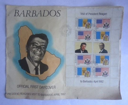 Antiguo Sobre De Sellos Visita Reagans A Barbados! 1982...!!