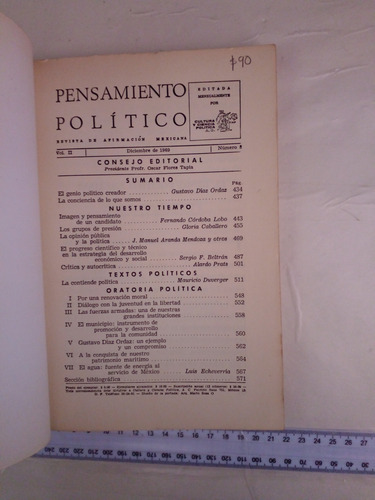 Pensamiento Politico Revista De Afirmacion Mexicana (Usado)