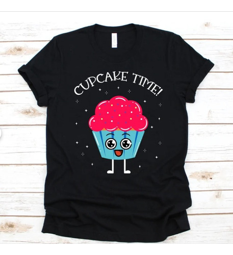 Polera Unisex Pastelera Cupcakes Time Algodon Estampado