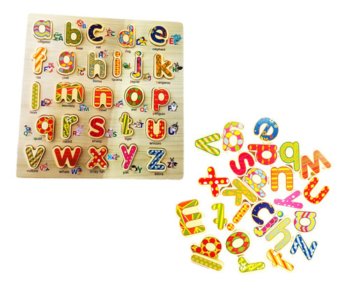 Kit Tablero Abecedario Numero Alfabeto Madera Ingles Encajab