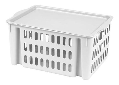 Imagem 1 de 1 de Cesto Empilhavel C/ Tampa 30x22x13 Branco 272 Elloplas