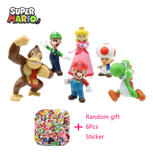 Bonecos Super Mario Coleção 6 Bonecos + Brinde - Promoção!
