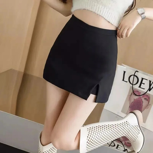 Minifalda Negra En Forma De A - Falda De Verano Para Mujer