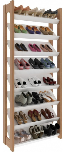 Repisa Zapatera - 24 Pares - 69x166x26 - Moderna - 1006 Color Blanco/Almendra