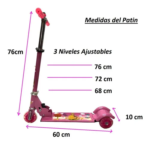 Scooter Patin Del Diablo Luz Led Las 3 Ruedas Campana Azul