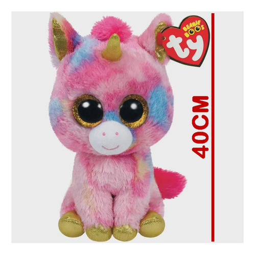 Pelúcia Grande Unicórnio Fantasia Ty Beanie Boos 40cm Toyng