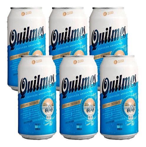 Cerveza Quilmes Lata 354 Ml Clasica Bebida X 6