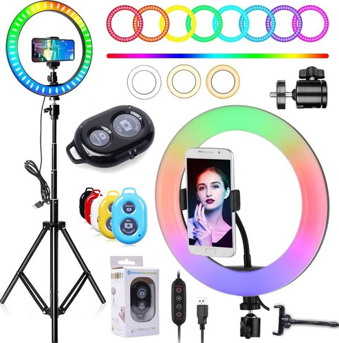 Kit Youtuber Tripé Celular Luz Ring Light Flash + Bluetooth