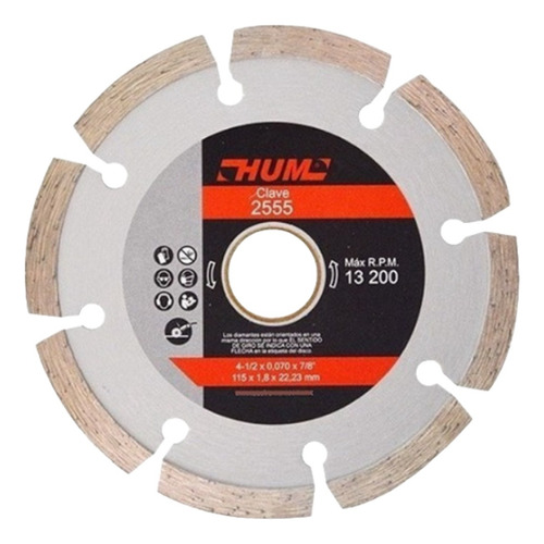 Disco Diamante Segmentado 4-1/2 X 7/8 Austromex Aus-2555