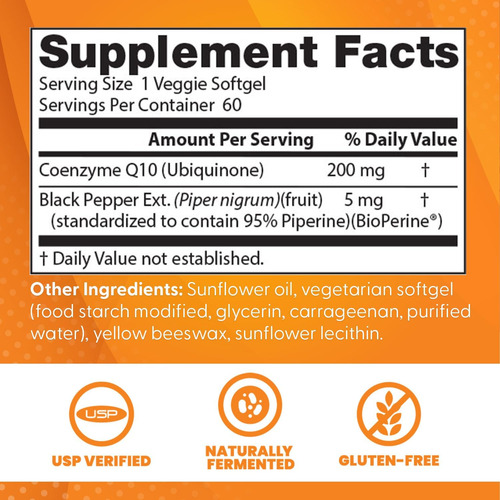 Coq10 | Antioxidante Con Bioperine® | 200mg 60 Caps Blandas