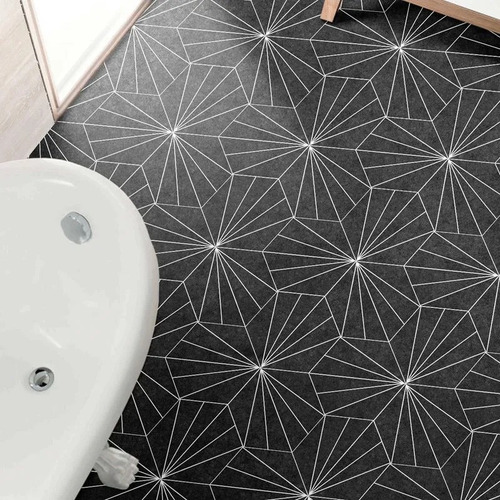 Porcelanato Aster Negro Mate Hexagonal 22x25 Cm