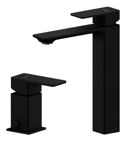 Combo Griferia Lavatorio Alto Bidet Peirano Soria Black