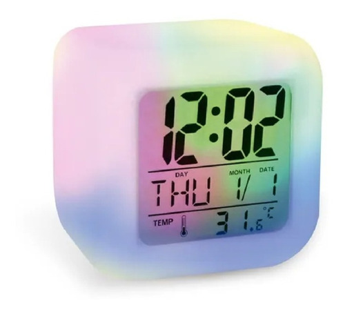 Reloj Despertador/alarma Cubo Luminoso Digital 6 Colores Led