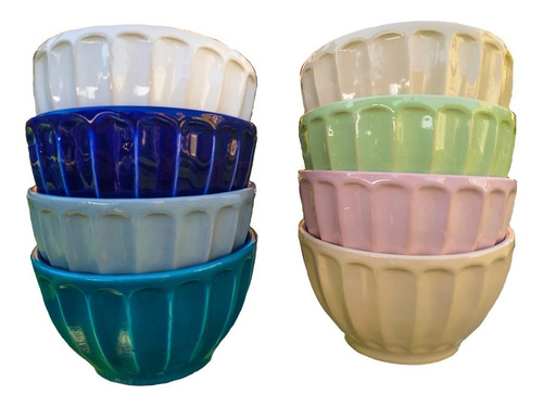 Compotera  Bowl Ceramica Colores Galletas 500 Cc Pack X6