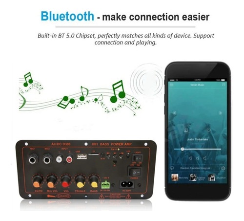 Placa Amplificadora De Audio Bluetooth 5.0 De 300 W, Subwoof