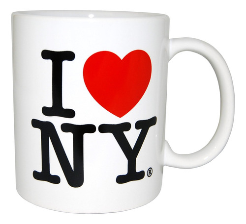 Taza Doble Cara Texto  I Love Ny Color Amarillo Rosa Naranja