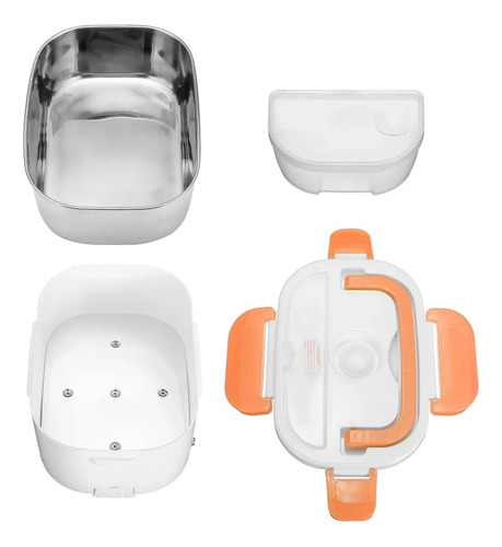 Lonchera Electrica Portatil Inoxidable Vianda Hermetica 220v Naranja