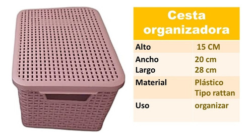 Cesta Canasta Caja Organizador Y Tapa Tipo Rattan Multiusos