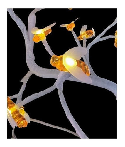 Imagen 4 de 8 de Mini Arbol Led Bonsai Diseño Abejas Luz Cálida Enchufe Usb