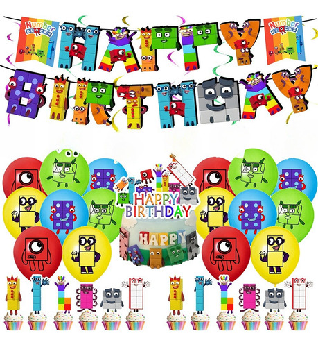 Globos De Cumpleaños Decoración Numberblocks Fiesta Temática