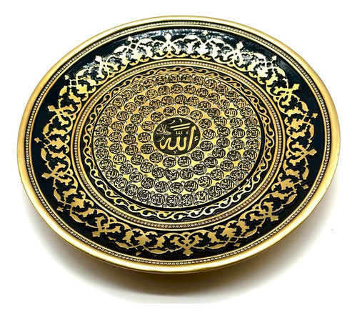 Plato De Cerámica Decorativo Negro Y Dorado- Turkish Bazar 