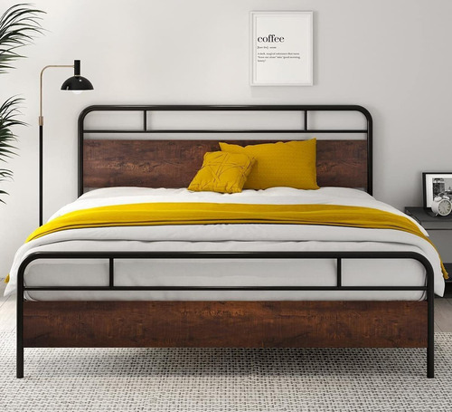 Marco De Cama King Resistente Con Cabecero De Madera Moderno