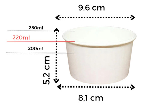 Pote Papel 220ml Biodegradavel S/tampa Termico Delivery 40un Cor Branco