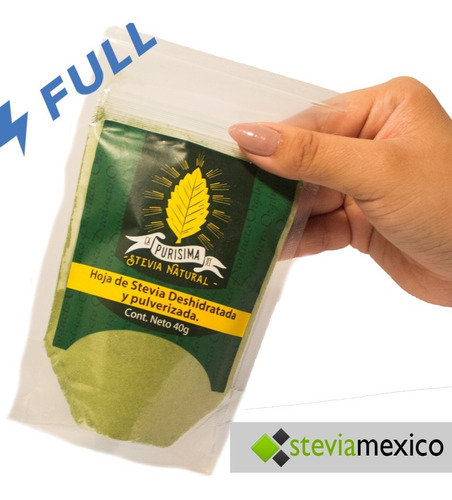 Imagen 1 de 10 de Stevia Orgánica Pulverizada En Bolsa Con 40g -- Envio Full--
