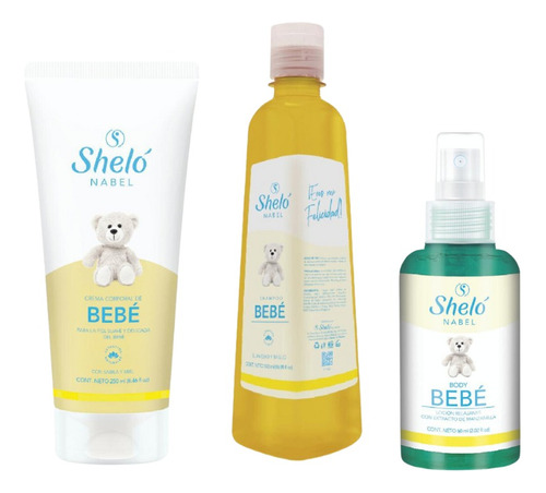 Crema Corporal + Shampoo De Bebé + Body Bebé Shelo