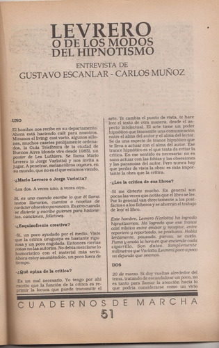 Gustavo Escanlar Entrevista A Mario Levrero En Marcha 1988