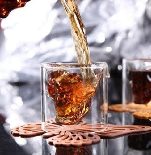 Set De Shots 2 Vasos Cristal Calavera Craneo 13 Cm (2 Pzas)
