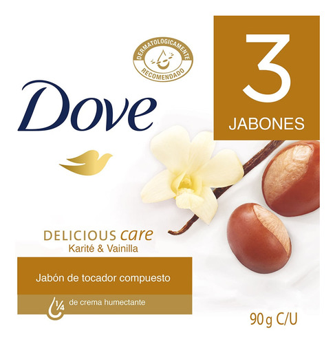 Jabon Dove Delicious Care Karite Vainilla X 3und X 90g