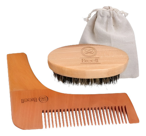 Cerdas Barba Cepillo Elegante Conjunto Breett Peine De Mader