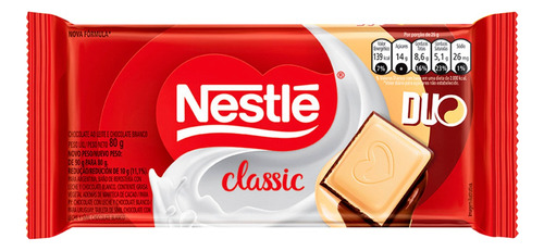 Chocolate ao Leite e Branco Duo Classic  pacote 80 g